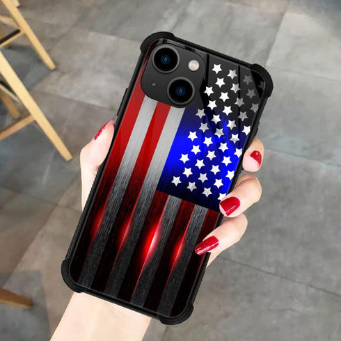 ZHEGAILIAN iPhone 15 Plus Case, 6.7-inch, Shock-Proof Plexiglass, Cut American Flag Design, Compatible with iPhone 15