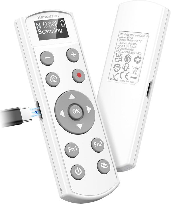 Hanpusen Rechargeable Camera Remote Control - Wireless Shutter Release with OLED Screen Compatible