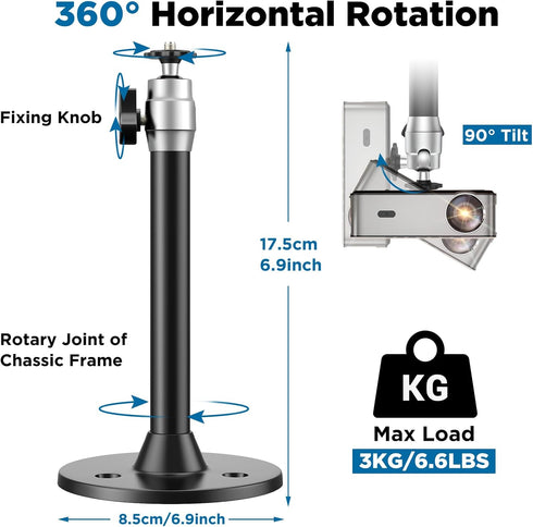 Mini Ceiling Projector Mount Bracket, Adjustable Tilt & Swivel Hanging Projector Holder Wall Mount for Mini Projector