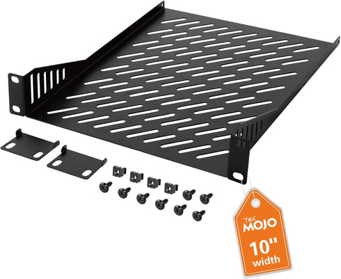Tecmojo 1U Rack Mount Shelf for 10" Server Rack, 10.23" Deep Vented Cantilever