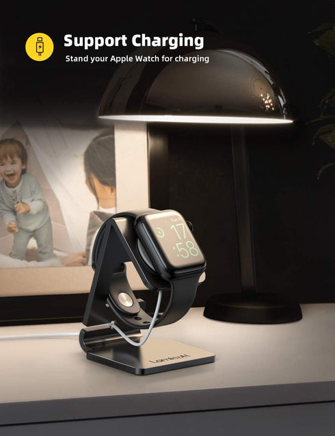 Lamicall Stand for Apple Watch, Charging Stand - Desk Watch Stand Holder Charging Dock Station compatible with Apple Watch Series SE Ultra/Series 8/7/6/5/4/3/2/1, 49mm/45mm/44mm/42mm/41mm/ 38mm, Black