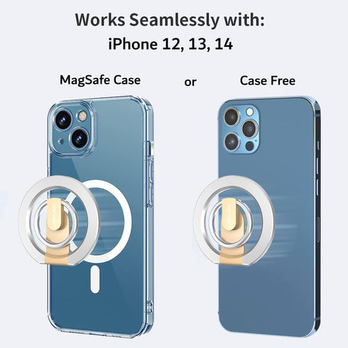RapidX Snapo 2-in-1 Magnetic Phone Grip & Stand, Adjustable Kickstand, MagSafe Compatible with iPhone 14, 13, 12 Pro