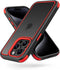 iPhone 15 Pro Case Compatible, Black/Red with Multicolor Shockproof Bumpers, Crystal Clear Back & Soft Silicone TPU