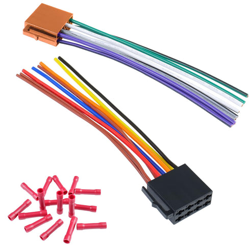 Car Radio Stereo Wiring Harness Adapter,16Pin ISO Radio Wire Harness with Butt