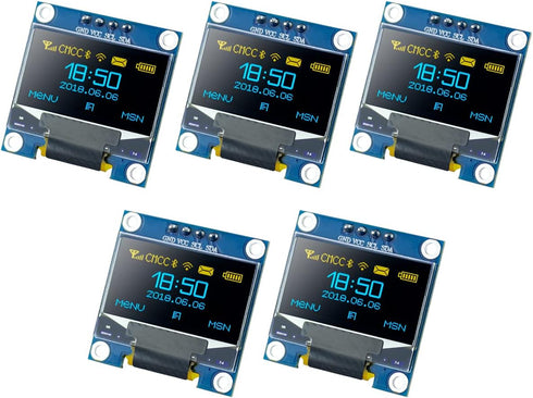 Hosyond 5 Pcs 0.96 Inch OLED I2C IIC Display Module 12864 128x64 Pixel