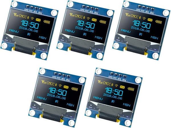 Hosyond 5 Pcs 0.96 Inch OLED I2C IIC Display Module 12864 128x64 Pixel