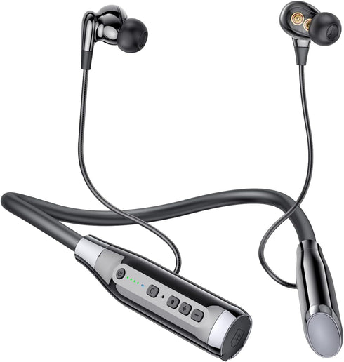 Bluetooth Neckband Headphones, 100 Hours Playback, Heavy Bass Noise Reduction, Waterproof for Running Workout