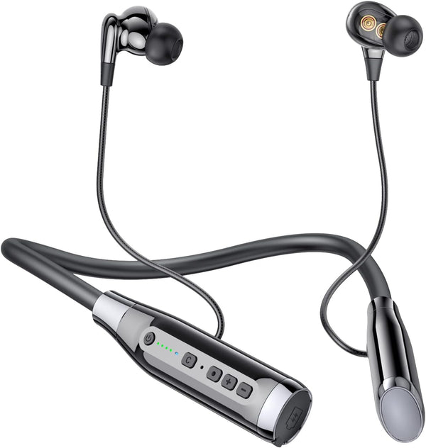 Bluetooth Neckband Headphones, 100 Hours Playback, Heavy Bass Noise Reduction, Waterproof for Running Workout