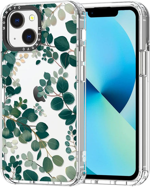 MOSNOVO iPhone 13 Case, Eucalyptus Design with 6.6ft Military-Grade Drop Protection & Anti Peel Off Tech