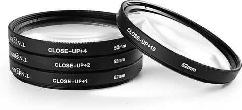 52mm Close-up Filter Set (+1,+2,+4,+10), Professional Macro Filter with Filter Pouch for Camera Lens
