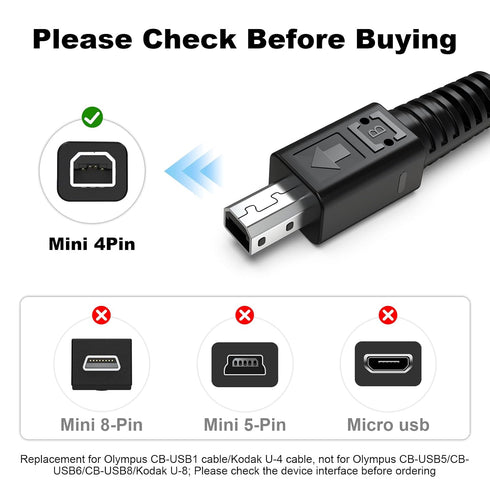 CB-USB1 C-1 C-2, C-200, C-2040 D-100, D-150, E-10, E-100 C300, CX7300, CX7310, CX7330, CX7430 Replacement USB Cable