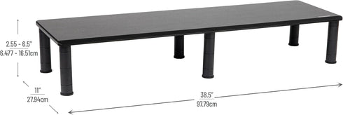 Mind Reader Height Adjustable Dual Monitor Stand, Desktop Organizer, Laptop Riser for Office, 38.5" L x 11" W