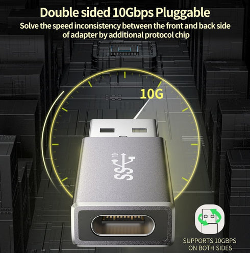 Upgraded USB A to USB C Adapter, 2-Pack USB Male to USB C Female, 60W Type C Port to USB 3.2 Converter, Compatible