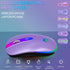 FUWANG Wireless Mouse,Rechargeable LED Wireless Bluetooth Mouse,Portable USB Optical 2.4G Wireless Bluetooth Two Mode Computer Mice with USB & Type-c Receiver(Purple)