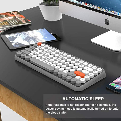 FELICON Wireless Bluetooth Keyboard, Portable Mini 84-Key Typewriter Keyboard for Android, iPad, Windows, Dark