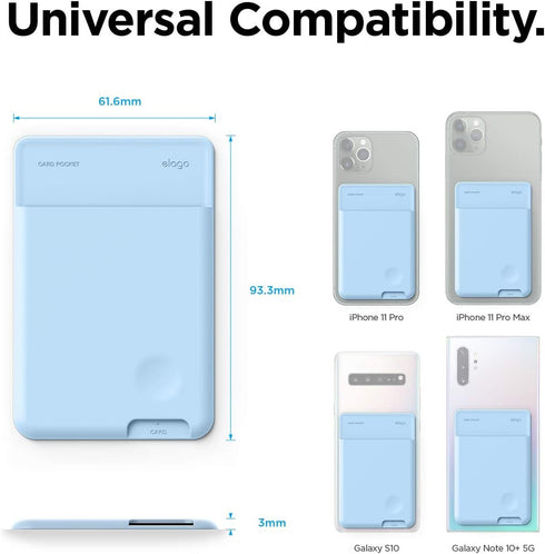 elago Slim Wallet Phone Case - Pastel Blue, Secure Card Holder with 3M Adhesive for iPhone, Galaxy & Most Smartphones