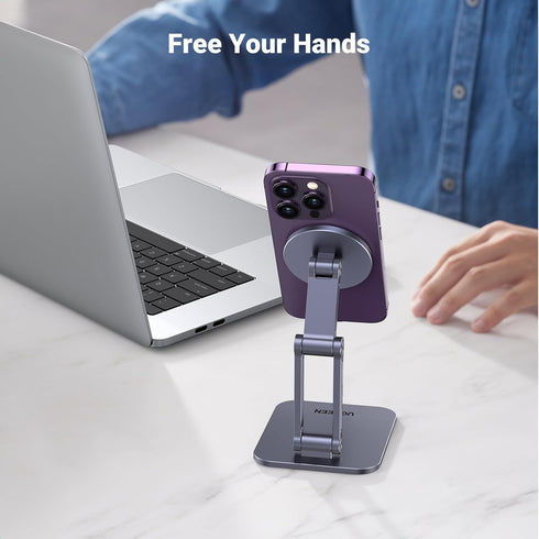 UGREEN Magnetic Phone Stand Compatible with MagSafe, Adjustable Ergonomic Design for iPhone 15 14 13 12 Pro Max, Grey