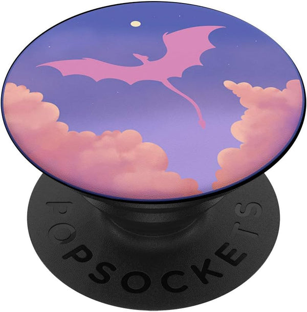 PopSockets PopGrip: Swappable Grip for Phones & Tablets, Dragon Moon Purple Landscape Sunset
