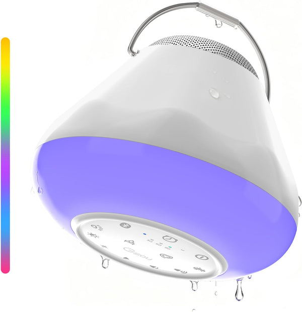 Gsou Shower Speaker Bluetooth Waterproof with 5 White Noise Sounds & 4 LED