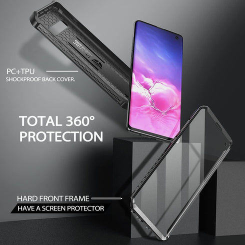 Dexnor for Samsung Galaxy S10 Case, Heavy Duty Military Grade Shockproof Protection with Built-in Screen Protector,