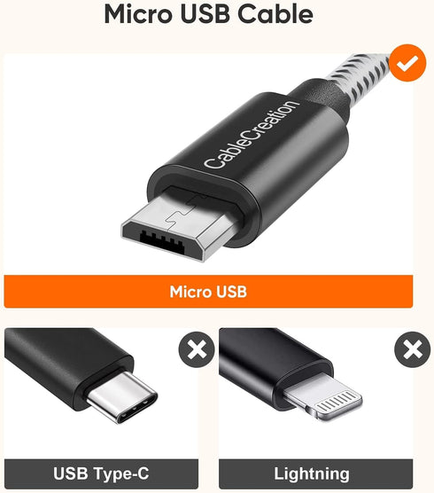 CableCreation Short Micro USB Cable, USB to Micro USB 24 AWG Triple Shielded Fast Charger Cable, Compatible with PS5/PS4, Raspberry Pi Zero, Chromecast, Phone, 0.5FT/6 inch Black by CableCreation