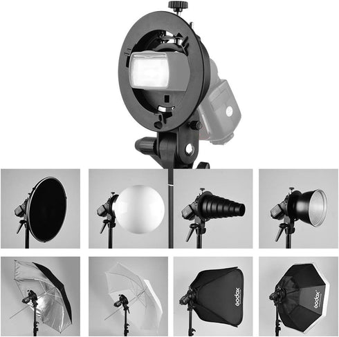 Godox S-Type Bracket Bowens S Mount Holder for Speedlite Flash Snoot Softbox with USB Light