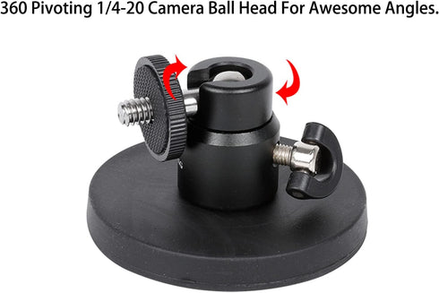 PellKing Magnet Camera Mount for GoPro Insta360 Akaso DJI Action,with Rotation Ball Head Super Strong Rubber Coating Neodymium Magnet for Car, Attaches to Steel or Other Magnetic Surfaces