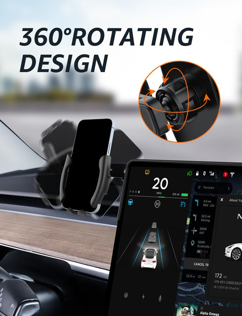 Fit Tesla Model 3 Model Y Phone Mount Holder, Silicone Without Noise, Tesla Model 3 Model Y Accessories with Silicone