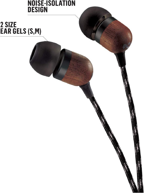 House of Marley Smile Jamaica Wired Earphones, Noise Isolating Design, Sustainable Materials, Signature Black