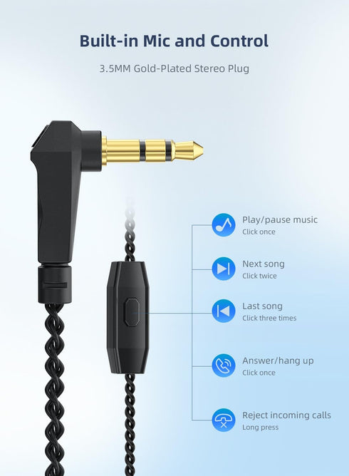 In Ear Monitor Wired Headphone, CCZ BC02 Dynamic Driver Bass Wired Headphone, Professional Hifi Earphone, Silver Black