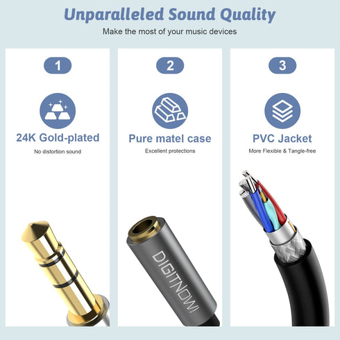Headphone Splitter, 3.5mm Extension Cable Audio Stereo Y Splitter, Male to Female Dual Headset Jack Adapter