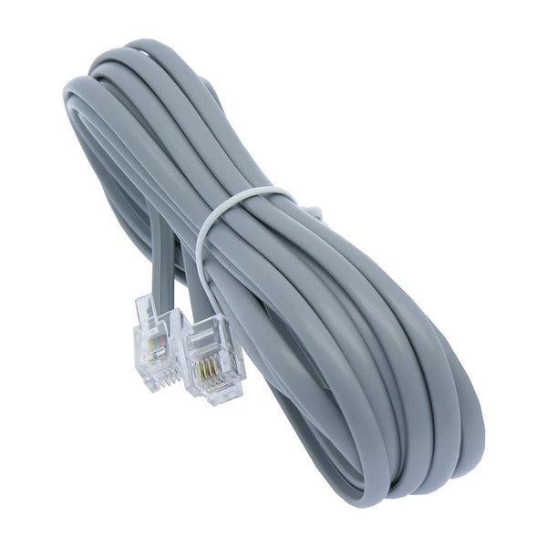 Corpco 25ft Heavy Duty RJ11 / RJ14 Silver Satin 4 Conductor Reverse Wired Telephone Line Cord