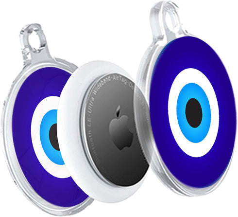 Impressed Protective Full Cover AirTag Case for Women, Lightweight Evil Eye Design with Keychain for Apple AirTag