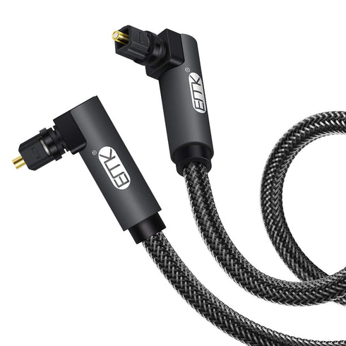 EMK Upgraded Double 90 Degree Optical Audio Cable Free-Rotating Toslink Plug Nylon