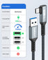 SUNGUY 10Gbps Android Auto USB C Cable 1FT, Right Angle USB C 3.1 Gen 2 Fast Charge, USB C CarPlay Cable, Compatible with iPhone 15/15 Pro Max, Samsung T7, Galaxy S23 S22 Ultra/Note 20, SSD