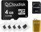 Pack of 5 Micro SD Card 4GB Flash Memory Card C6 with SD Adapter and Card Reader