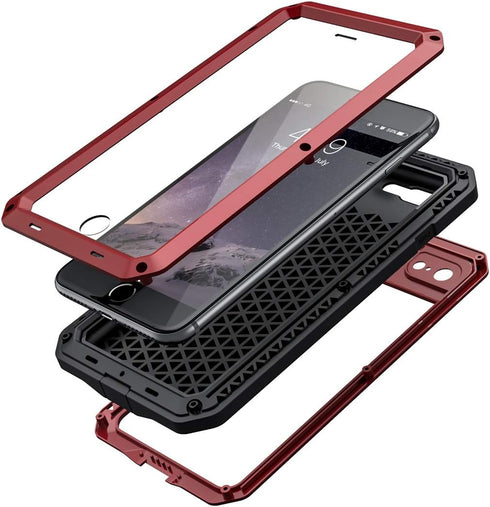 Lanhiem Heavy Duty Shockproof Tough Armour Metal Case for iPhone SE 3/2/1, iPhone 7/8, Full Body Protective Cover with