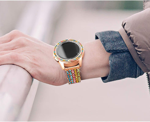 Dsytom Compatible with Samsung Galaxy Watch 42mm Band - 20mm Jewelry Watchband & Bezel Ring Cover
