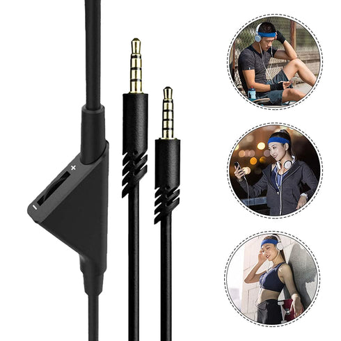 Replacement Cord for Astro A10, 2.0 M Audio Gaming Volume Control Headset Cable, Braided Wire for A40/A40TR (Black,