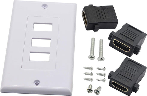 zdyCGTime 3-Port HDMI 2.0 Decorative Wall Plate - HDMI, Component, Composite Audio Video Wall Outlet Mount Panel,