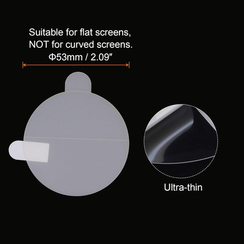 5pcs Watch Glass Screen Protectors, 53mm HD Anti-Scratch Waterproof TPU for Universal Round Smartwatch