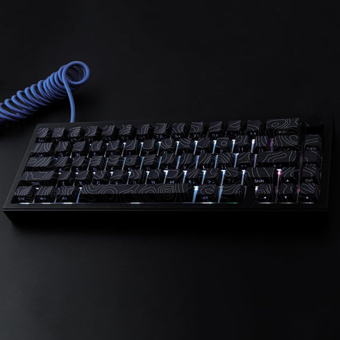 Tsungup Custom Keycaps, PBT Side Printed Keycap Set, 135 Keys Contour Line Keycaps for Cherry MX Switches, Black
