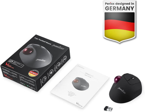 Perixx11568 Perimice-717 Wireless Trackball Mouse - 1.34 Inch Trackball, 5 Programmable Buttons, Black