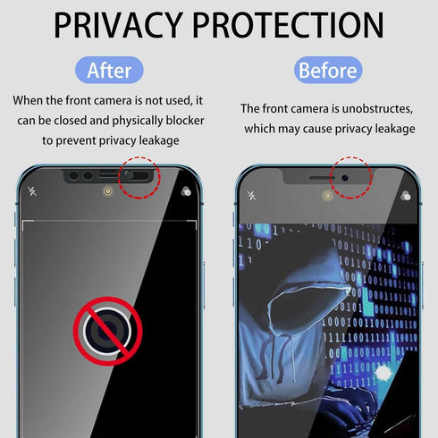 Privacy Screen Protector with Front Slide Camera Cover Compatible for Phone 12 Pro Max,Anti-Spy Tempered Glass Screen Protection and Spy Cover Protect Privacy, Not Affect Face ID-2 Pack