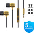 LUDOS Ultra Wired Earbuds, In-Ear Headphones with Microphone, Noise Isolating, Memory Foam for iPhone, Samsung, Gold