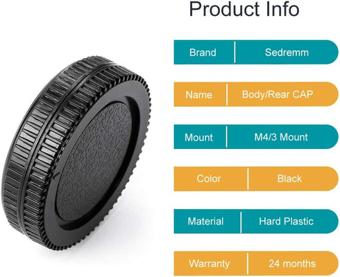 Micro 4/3 Body Cap and Lens Rear Cap Cover Replacement Set for Olympus/Panasonic M4/3 Cameras and Lens,2 Sets