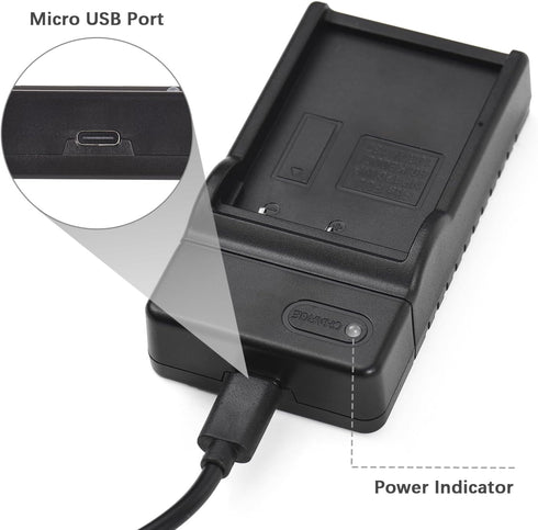 Andoer NP-120 HDR-AC3/ HDR-AC5/ HDR-AZ50/ HDR-V12/ HDR-V7 Battery Charger with LED Indicator Type-C Port & USB Cable