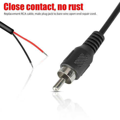 RCA to Bare Wire Speaker Cable | 10 FT Subwoofer HDTV Cable Male Plug Connector for Speakers Amplifier - 2 Pack