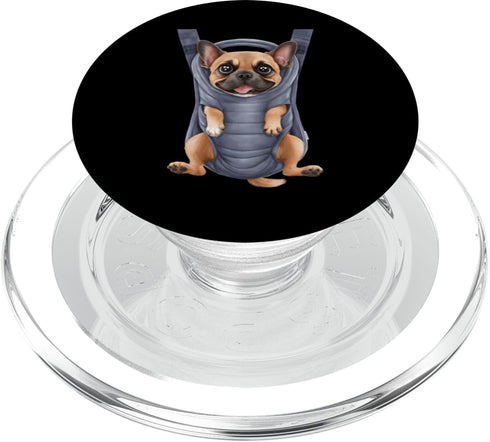Frenchie Puppy Lover PS Funny Frenchie Puppy In A Baby Carrier. Dog Lover PopSockets PopGrip for