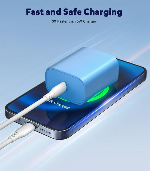 Phone Charger, Fast Charging, 2 Pack, 20W PD USB C Wall Charger Block with 6FT Type C to Lightning Cable